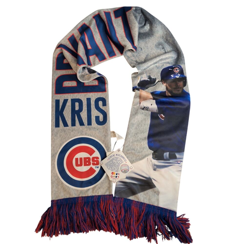 Kris Bryant Chicago Cubs MLB Genuine Merchandise Fringe Scarf Gray Blue Blanket